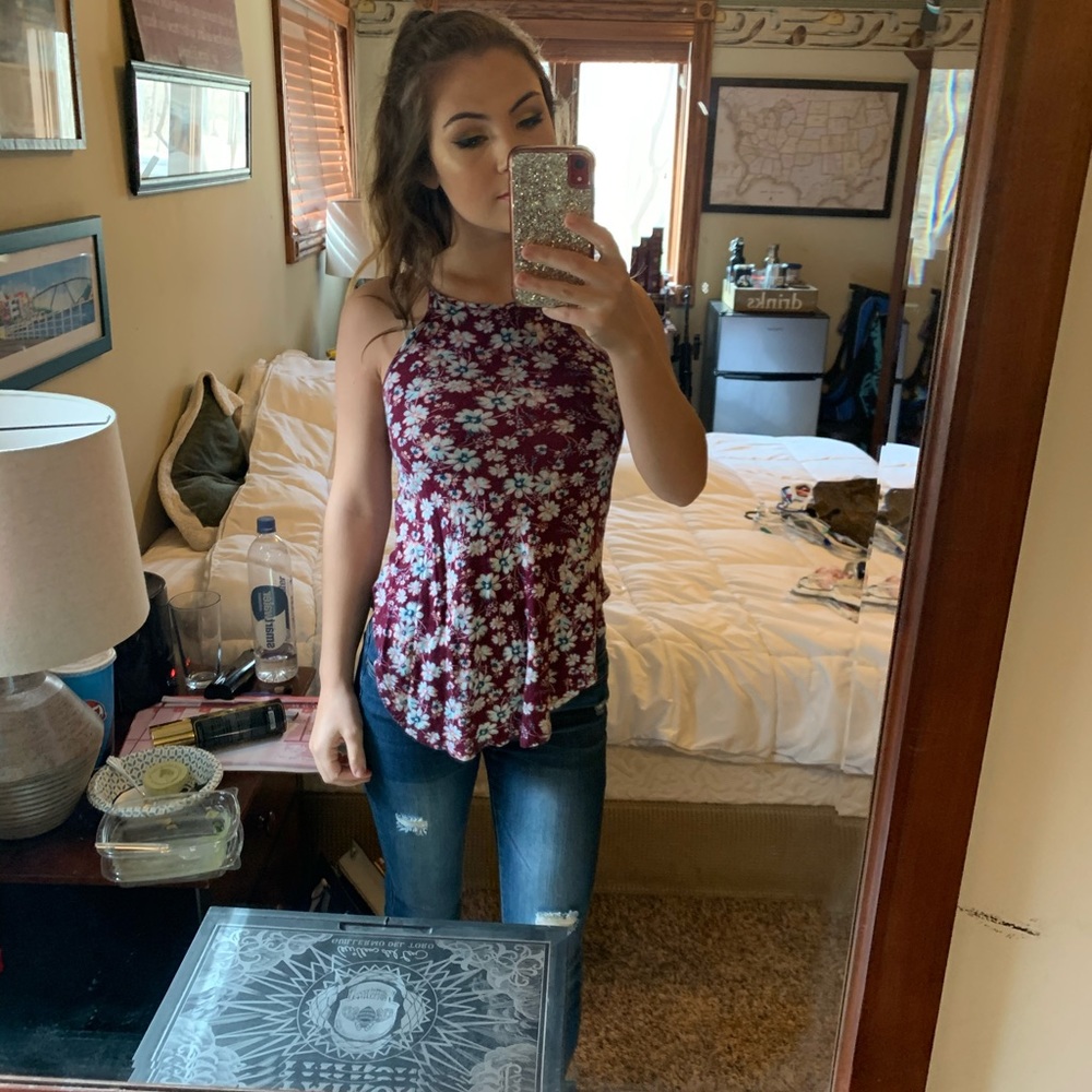 Purple and floral top